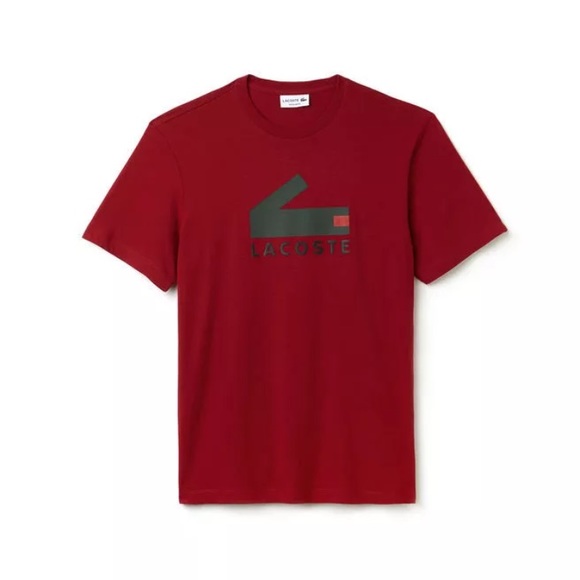red lacoste t shirt mens